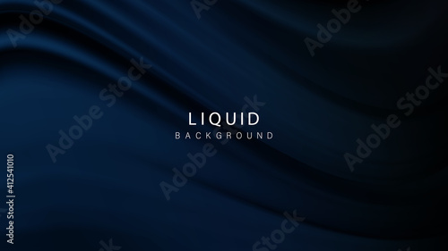 Navy blue background abstract cloth or liquid wave illustration of wavy folds of silk texture material.Vector background photo