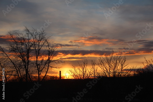 Spring sunset shot from a bird s eye view