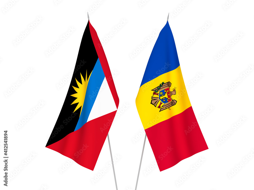 Antigua and Barbuda and Moldova flags Antigua and Barbuda and Moldova flags