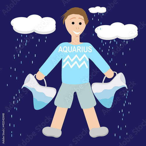 Aquarius zodiac makes water jugs rain