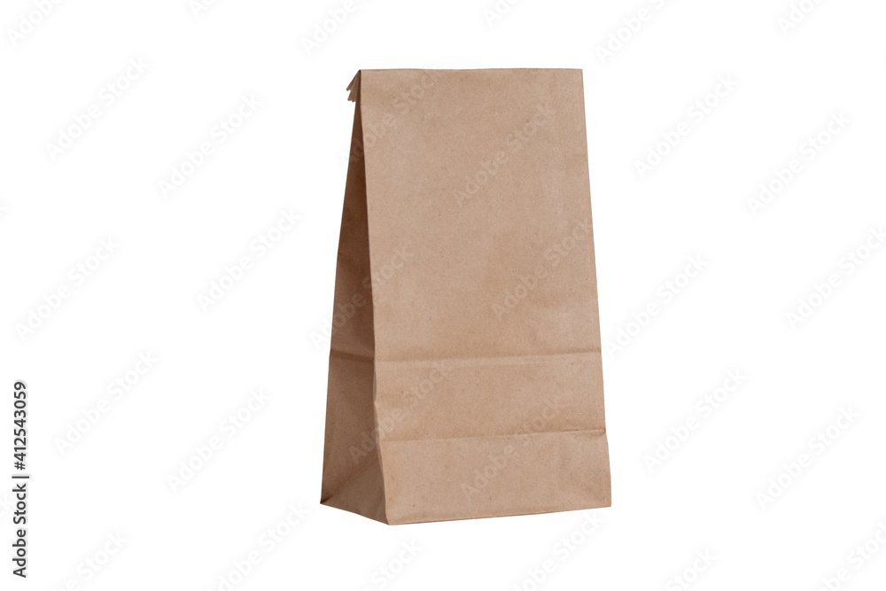 Brown paper bag with handle isolated on white background Brown paper bag with handle isolated on white background