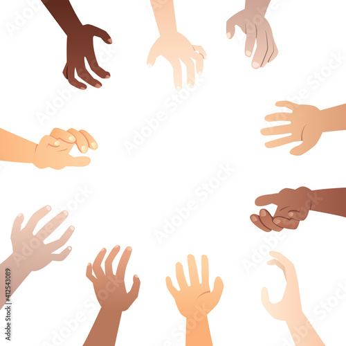 Hands Reaching To Product