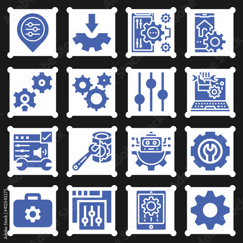 16 pack of table service  filled web icons set
