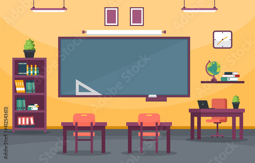 Empty Classroom Education Elementary High School Class Nobody Illustration