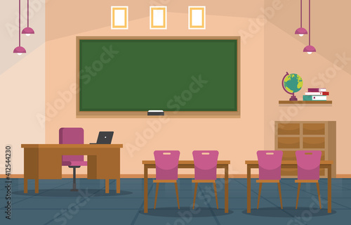 Empty Classroom Interior Education High School Class Nobody Illustration