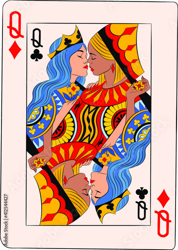playing card ladies vector illustration 