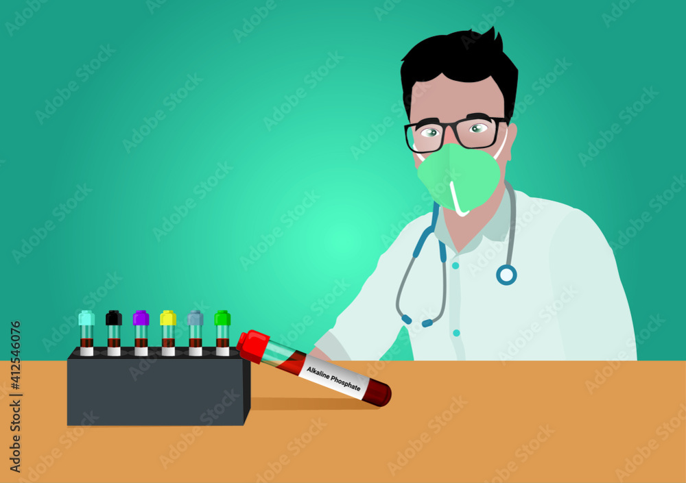 Blood sample for ALP or Alkaline Phosphatase enzyme test. Diagnosis of
