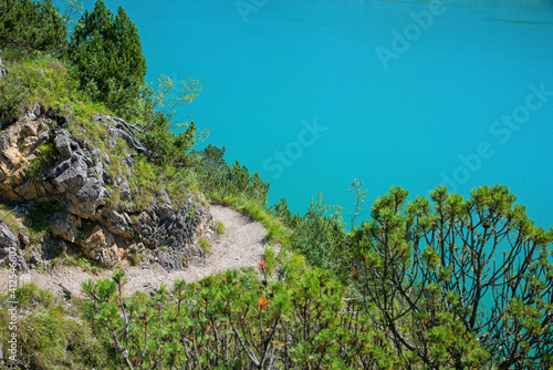 mountain trail above lake Achensee, austria