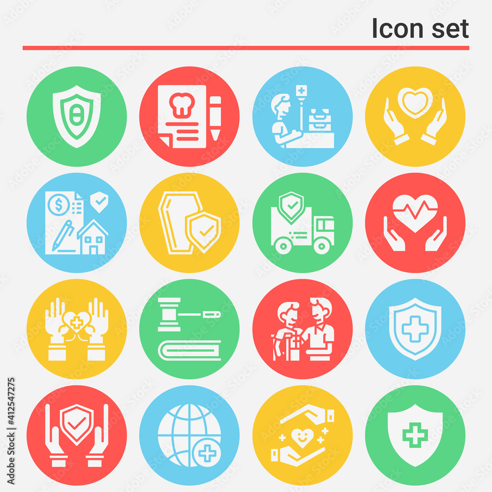 16 pack of medical insurance filled web icons set 16 pack of medical insurance filled web icons set
