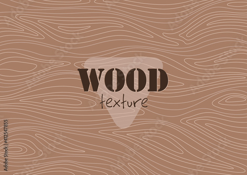 Brown Wood as Graphic Background Texture - Brown Background with Annual Rings, Vector Illustration