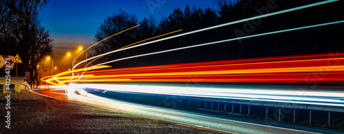 lights of cars with night. long exposure