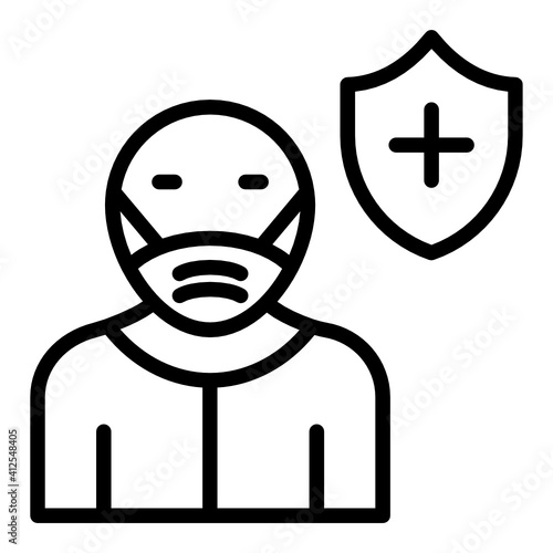 Virologist Wearing Medical Mask with Shield Concept Vector Icon Design, Personal protective equipment Symbol, Workplace health surveillance Sign, occupational safety and healthcare stock Illustration