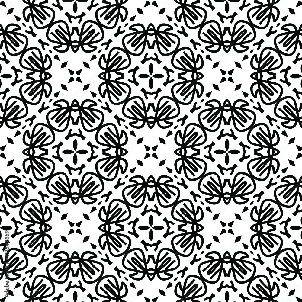 Geometric vector pattern with triangular elements. Seamless abstract ornament for wallpapers and backgrounds. Black and white colors. Geometric vector pattern with triangular elements. Seamless abstract ornament for wallpapers and backgrounds. Black and white colors.
