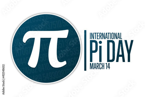 Happy National Pi Day. March 14. Holiday concept. Template for background, banner, card, poster with text inscription. Vector EPS10 illustration.