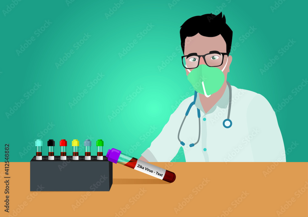 Blood sample for Zika virus test. Zika virus aedes aegypti mosquito on