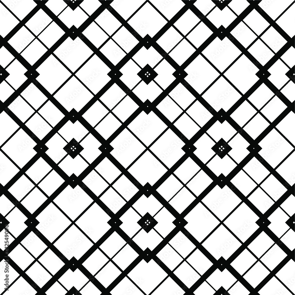 Fototapeta premium Geometric vector pattern with triangular elements. Seamless abstract ornament for wallpapers and backgrounds. Black and white colors.