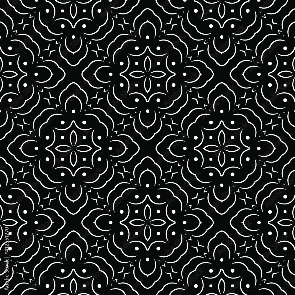 Geometric vector pattern with triangular elements. Seamless abstract ornament for wallpapers and backgrounds. Black and white colors. Geometric vector pattern with triangular elements. Seamless abstract ornament for wallpapers and backgrounds. Black and white colors.