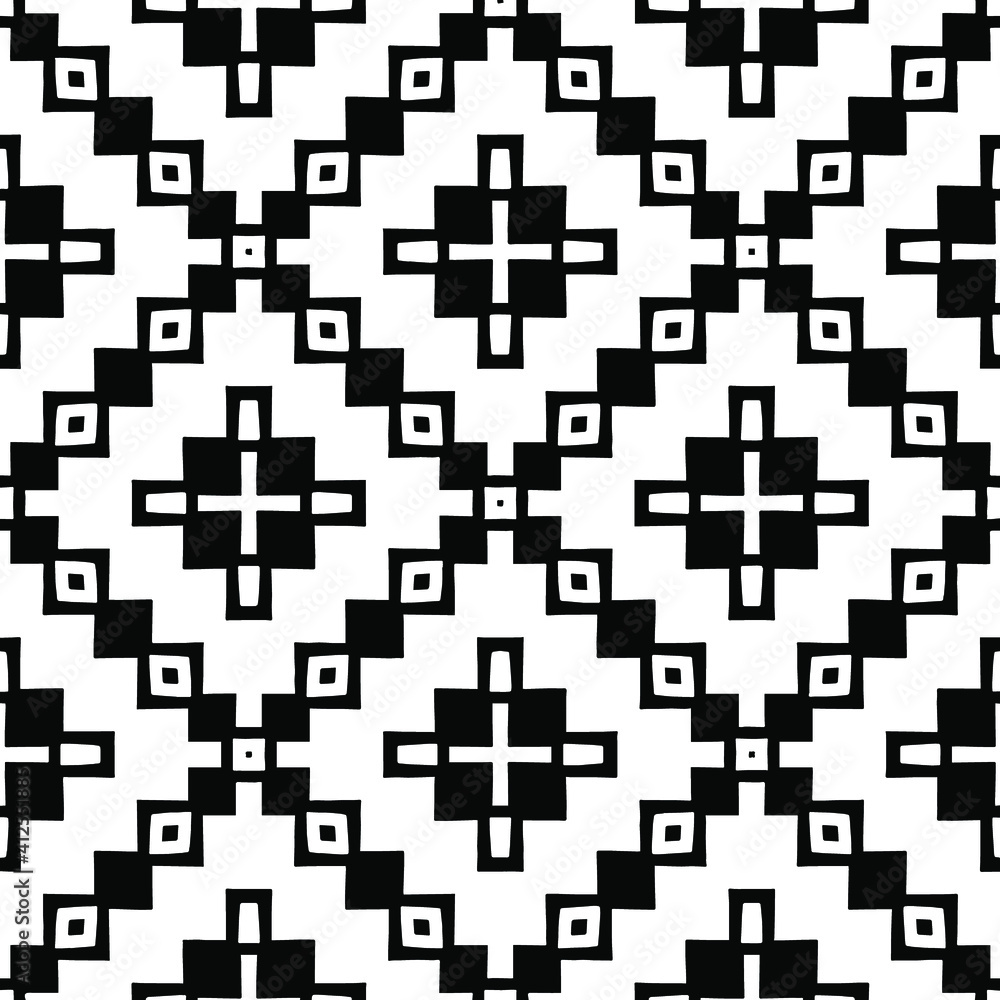 Geometric vector pattern with triangular elements. Seamless abstract ornament for wallpapers and backgrounds. Black and white colors. Geometric vector pattern with triangular elements. Seamless abstract ornament for wallpapers and backgrounds. Black and white colors.