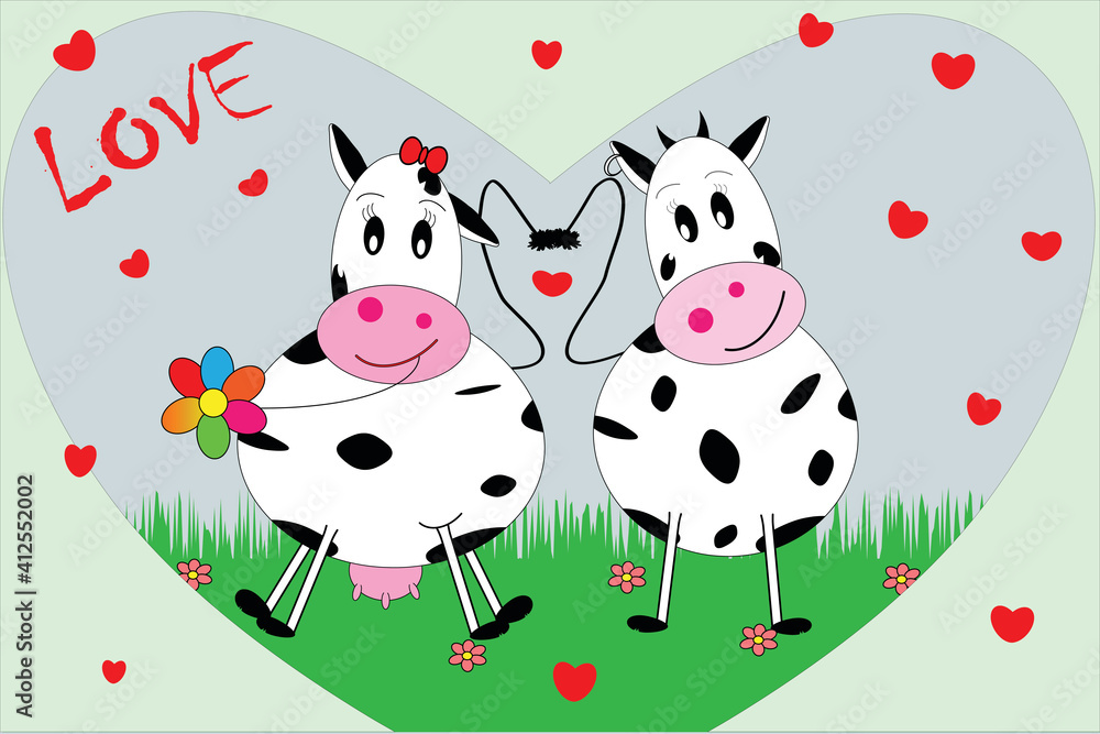 Obraz premium cow in love valentine