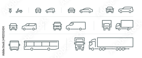 Set of transport icons, front and side view photo