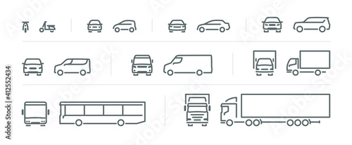 Set of transport icons, front and side view