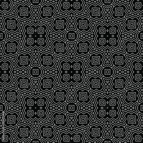 Geometric vector pattern with triangular elements. Seamless abstract ornament for wallpapers and backgrounds. Black and white colors.