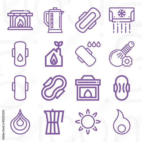 16 pack of high temperature  lineal web icons set