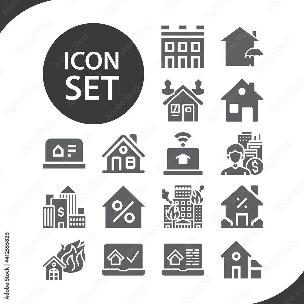 Simple set of personal property related filled icons.
