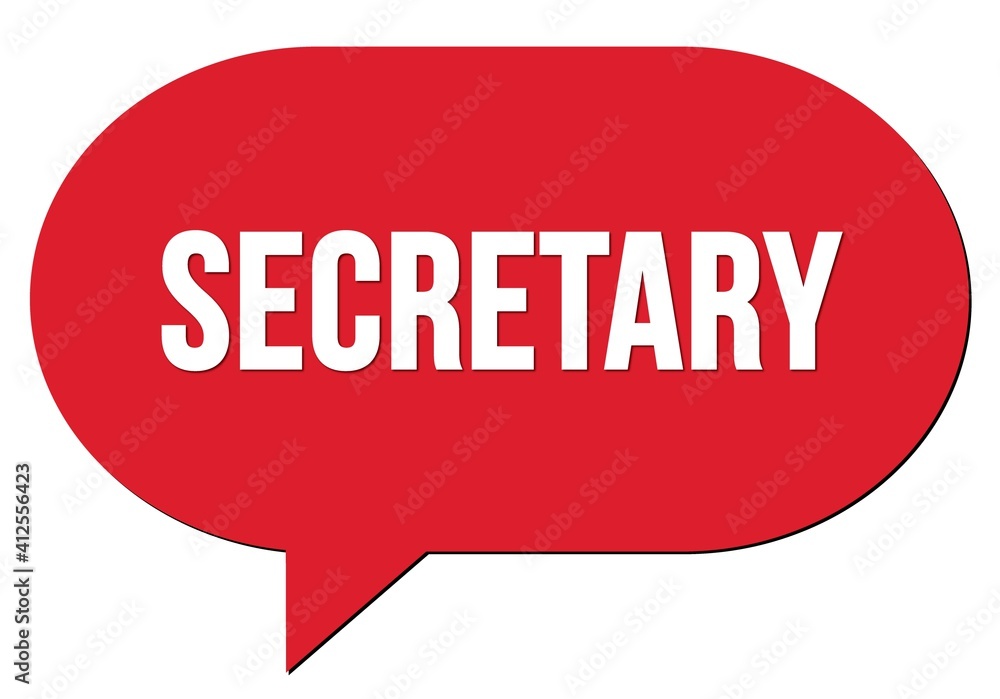 SECRETARY text written in a red speech bubble SECRETARY text written in a red speech bubble