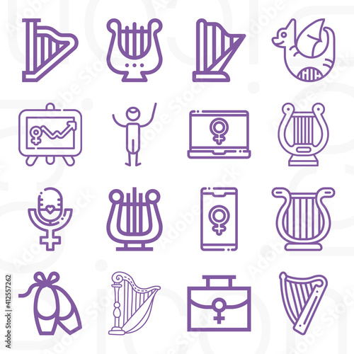 16 pack of liberalism  lineal web icons set