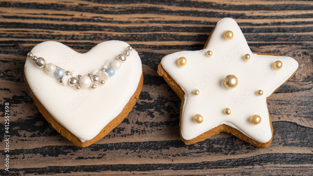 Perfect heart and star gingerbread cookies with white icing. Marzipan Easter Cookies from Malta Perfect heart and star gingerbread cookies with white icing. Marzipan Easter Cookies from Malta