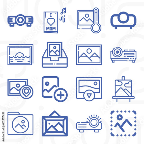 16 pack of visualize  lineal web icons set