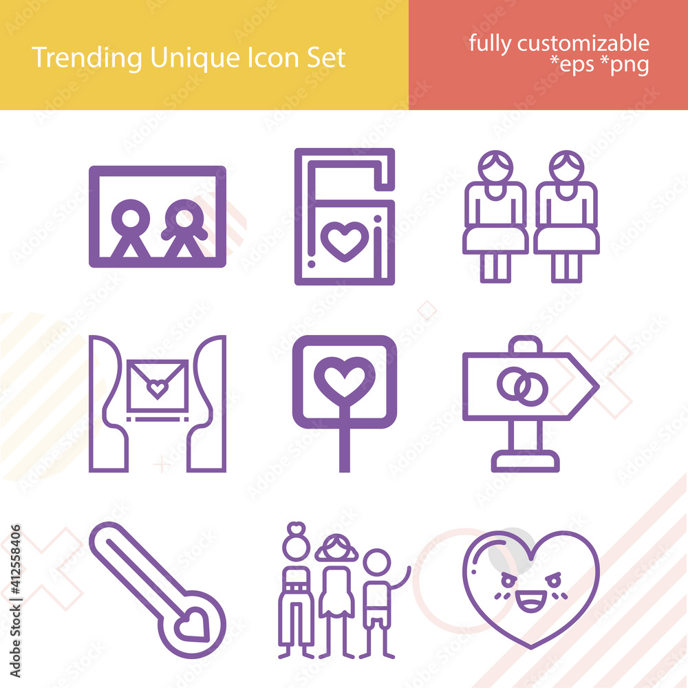 Simple set of romanticism related lineal icons. Simple set of romanticism related lineal icons.