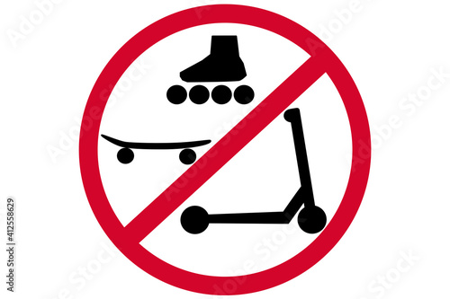 Sign No rollers, no scooter, no skateboard or skating signs