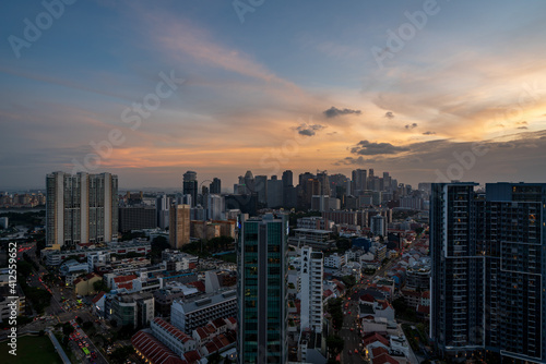 City scape of Singapore central area at dusk. © hit1912