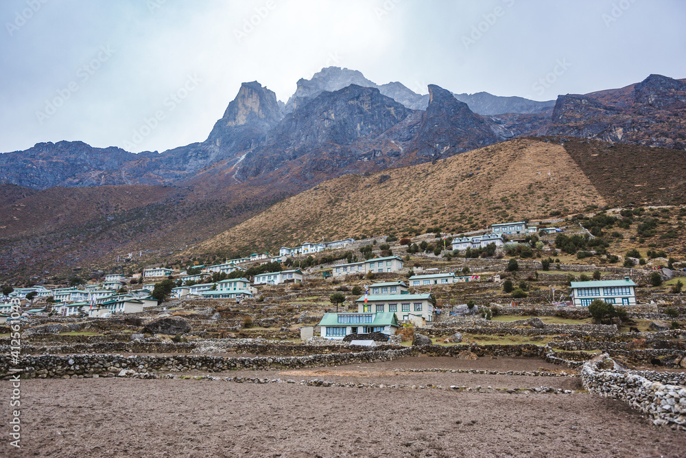 Khunde Village in Himalayan mountains. Nepal