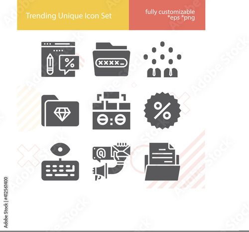 Simple set of information related filled icons.