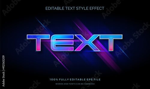 futuristic bright color light text style effect. editable font vector file