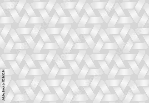 Vector seamless pattern of woven hexagonal shaped bands. White texture illustration.