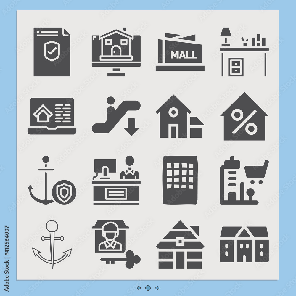 Simple set of tenants related filled icons. Simple set of tenants related filled icons.