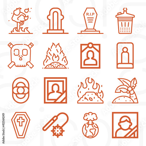 16 pack of destruction  lineal web icons set