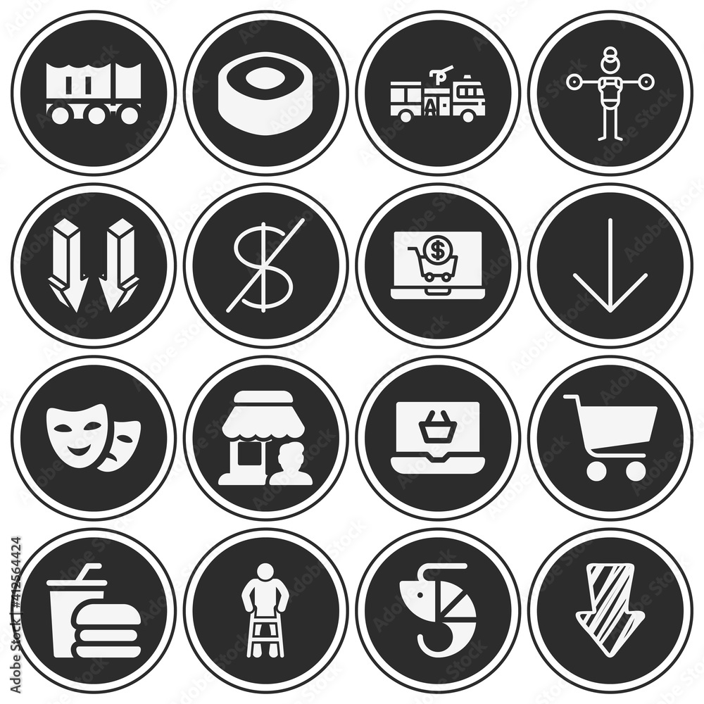 16 pack of cart filled web icons set 16 pack of cart filled web icons set