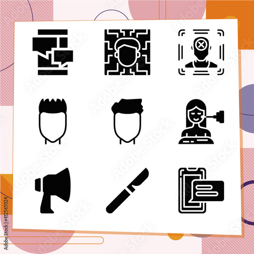 Simple set of 9 icons related to challenges