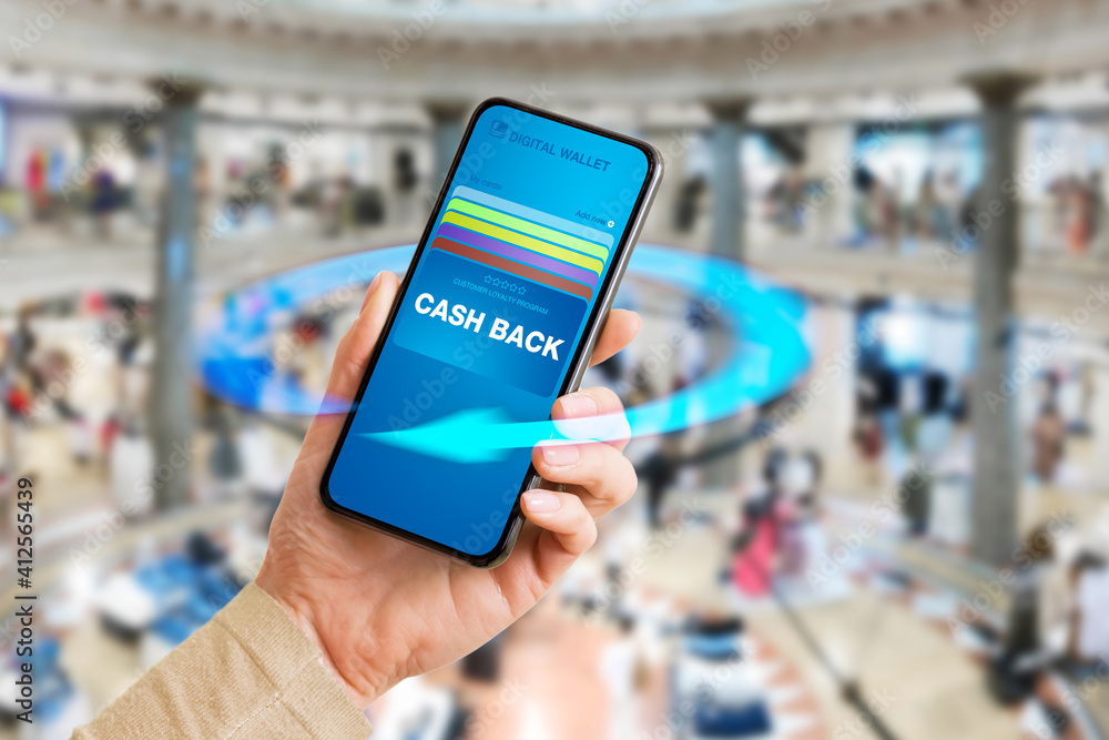 Concept of cash back and customer loyalty program for credit card users