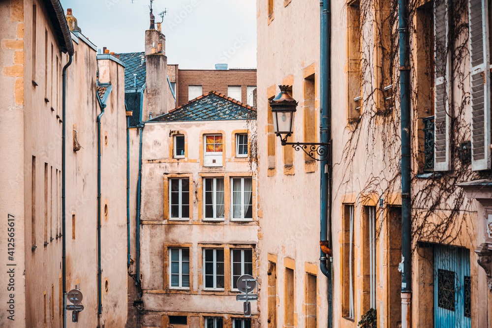 Antique building view in Old Town Metz, France