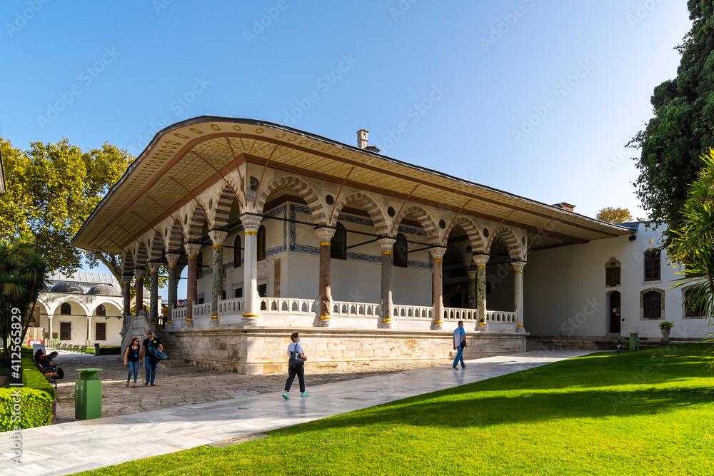The Audience Hall in Topkapi Palace. Topkapi Palace is popular tourist attraction in the Turkey.