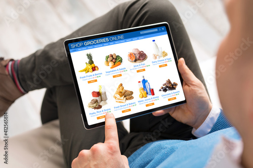 Man shopping for groceries online