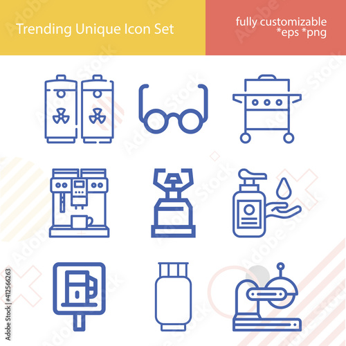 Simple set of factory related lineal icons.