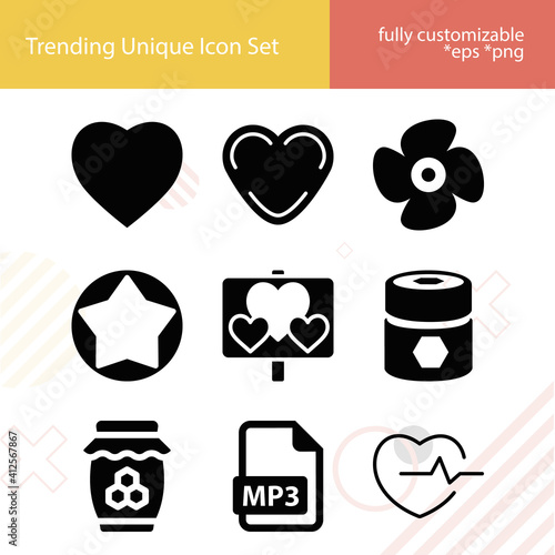 Simple set of lover related filled icons.