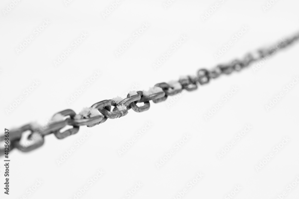 Metal chain with snow black and white Metal chain with snow black and white
